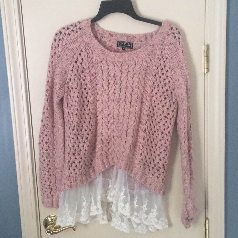 Lace bottom sweater